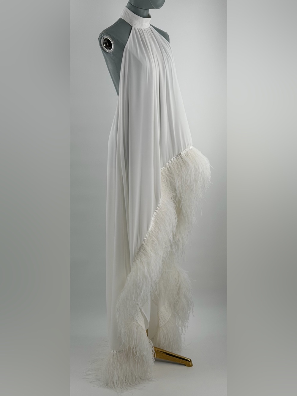 🆕 BRONX & BANCO 🧿 NWOT Madeline Halterneck Feathered Gown, White - Sz XS US 2 - Picture 10 of 14